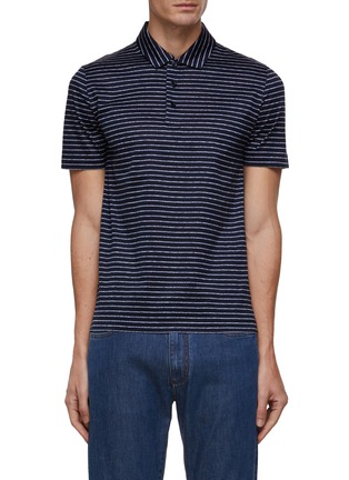Main View - Click To Enlarge - CANALI - Striped Cotton Polo Shirt