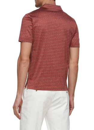 Back View - Click To Enlarge - CANALI - Striped Cotton Polo Shirt