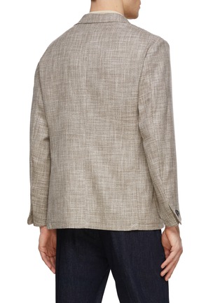 Back View - Click To Enlarge - CANALI - Patch Pocket Wool Blend Single Breasted Blazer