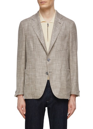 Main View - Click To Enlarge - CANALI - Patch Pocket Wool Blend Single Breasted Blazer