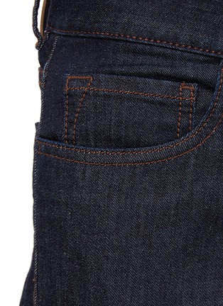 Detail View - Click To Enlarge - CANALI - Suede Logo Patch Washed Straight Jeans