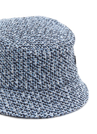 Detail View - Click To Enlarge - MAISON MICHEL - ‘Axel’ Round Logo Plaque Tweed Bucket Hat