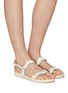 Figure View - Click To Enlarge - ANCIENT GREEK SANDALS - ‘Calamos’ Wavy Double Band Leather Slingback Sandals