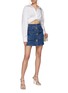 Figure View - Click To Enlarge - OSCAR DE LA RENTA - Floral Button Denim Mini Skirt