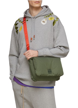 LOEWE, 'Goya' Logo Jacquard Strap Nylon Puffer Messenger Bag, Men