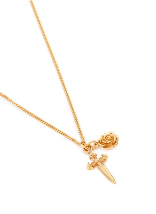 Detail View - Click To Enlarge - EMANUELE BICOCCHI - 24K GOLD PLATED STERLING SILVER DAGGER AND ROSE PENDANT NECKLACE