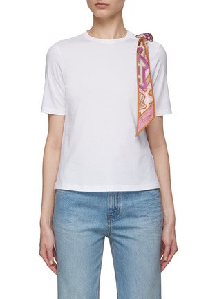 Main View - Click To Enlarge - HERNO - Silk Ribbon Embellished Crewneck T-Shirt