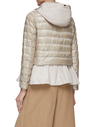 Back View - Click To Enlarge - HERNO - Drawstring Hood Panelled Front Zip Puffer Jacket