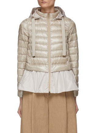 Main View - Click To Enlarge - HERNO - Drawstring Hood Panelled Front Zip Puffer Jacket