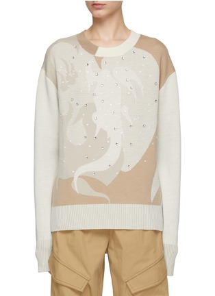 Main View - Click To Enlarge - FENG CHEN WANG - Crystal Embellished Phoenix Intarsia Crewneck Knit Sweater