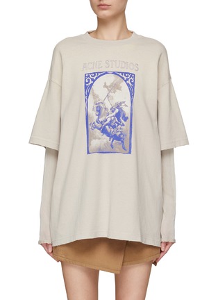 Main View - Click To Enlarge - ACNE STUDIOS - Mesh Sleeve Cavalier Print Oversized T-Shirt