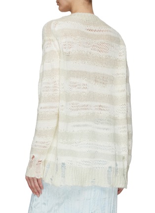 Back View - Click To Enlarge - ACNE STUDIOS - Striped Open Knit Crewneck Sweater