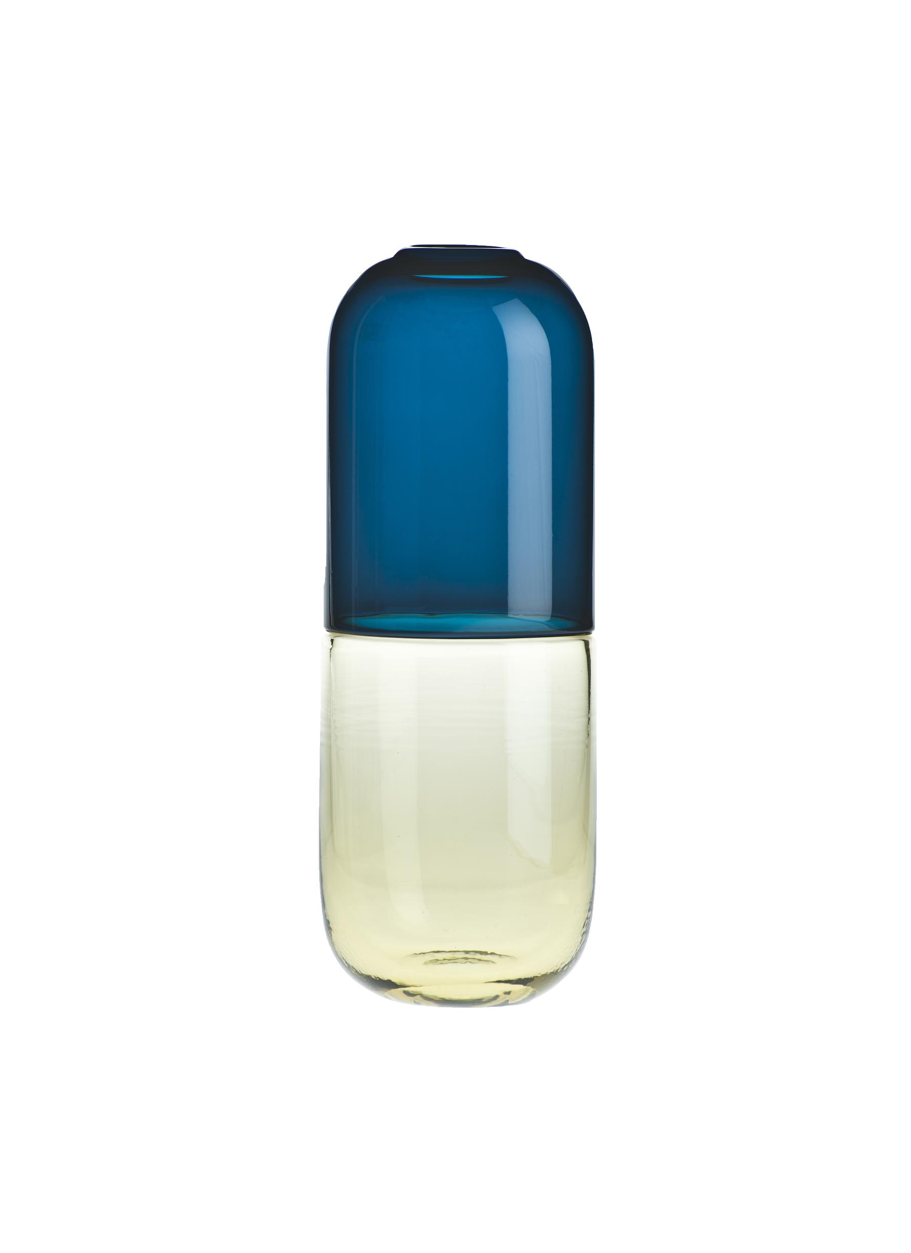 Venini Happy Pills Testosterone Vase 027.29 - Horizon Blue/yellow In Horizon,pagliesco