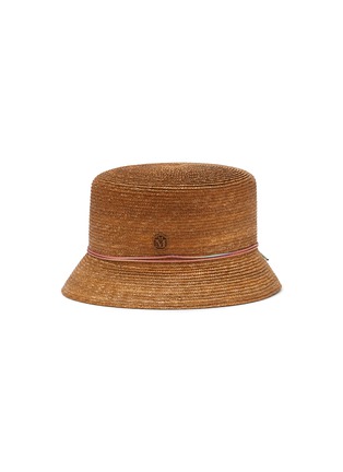 Main View - Click To Enlarge - MAISON MICHEL - Mini ‘Kendall’ Logo Plaque Straw Hat