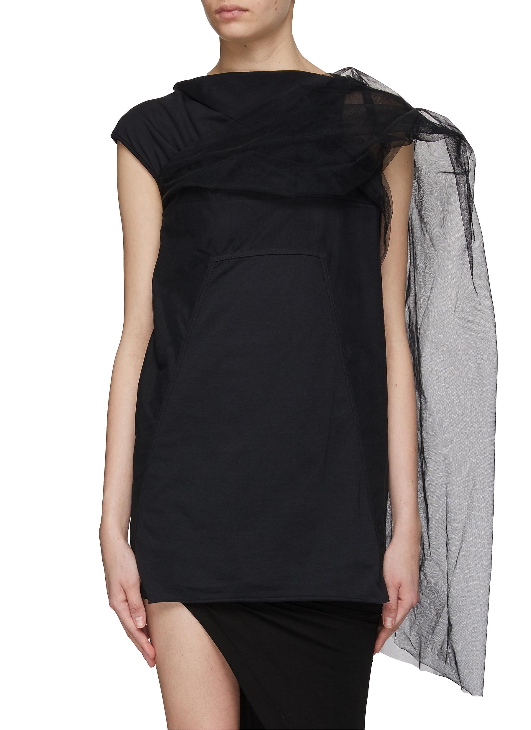 RICK OWENS TULLE CAPE T-SHIRT