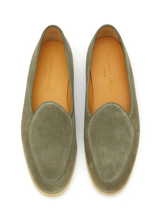 Detail View - Click To Enlarge - BAUDOIN & LANGE - ‘Stride’ Low Vamp Suede Natural Gum Sole Loafers
