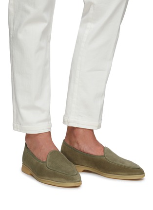 Figure View - Click To Enlarge - BAUDOIN & LANGE - ‘Stride’ Low Vamp Suede Natural Gum Sole Loafers