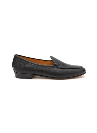 Main View - Click To Enlarge - BAUDOIN & LANGE - ‘Sagan Classic Plain’ Low Vamp Pebble Grain Leather Loafers