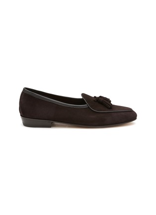 Main View - Click To Enlarge - BAUDOIN & LANGE - ‘Sagan Classic Tassels’ Low Vamp Suede Loafers
