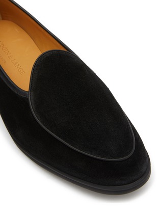 Detail View - Click To Enlarge - BAUDOIN & LANGE - ‘Stride’ Low Vamp Suede Gum Sole Loafers
