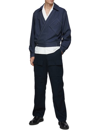 Figure View - Click To Enlarge - RE: BY MAISON SANS TITRE - Elasticated Hem Wrap Front Shirt Jacket