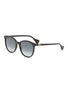 Main View - Click To Enlarge - GUCCI - Logo Appliqué Acetate Round Frame Grey Gradient Lens Sunglasses