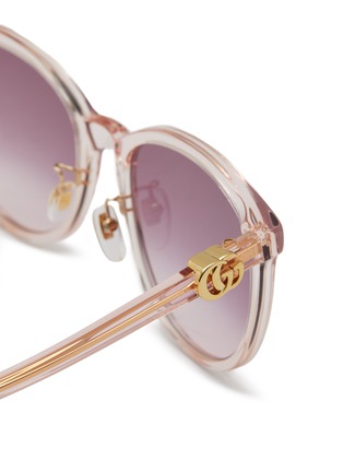 Detail View - Click To Enlarge - GUCCI - Logo Appliqué Acetate Round Frame Pink Gradient Lens Sunglasses