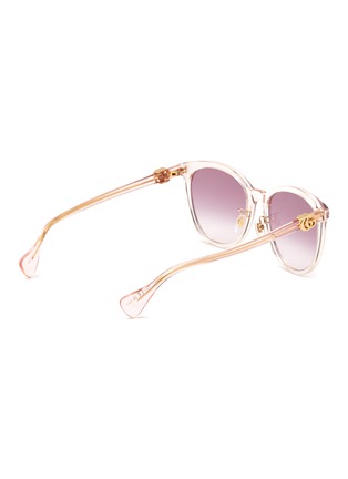 Figure View - Click To Enlarge - GUCCI - Logo Appliqué Acetate Round Frame Pink Gradient Lens Sunglasses