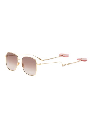 Main View - Click To Enlarge - GUCCI - Heart Charm Metal Frame Pink Lens Sunglasses