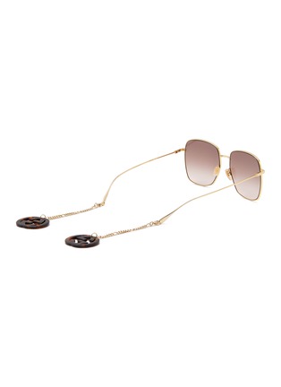 Figure View - Click To Enlarge - GUCCI - Heart Charm Metal Frame Pink Lens Sunglasses