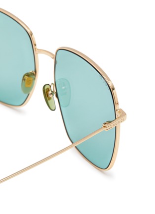 Detail View - Click To Enlarge - GUCCI - Pineapple Charm Metal Frame Green Lens Sunglasses