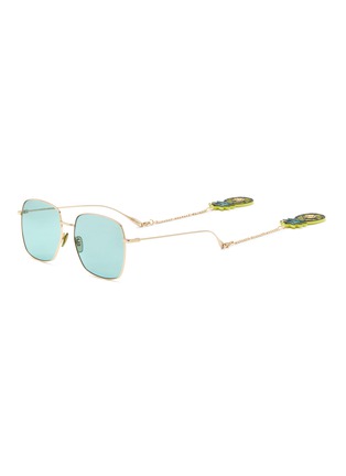 Main View - Click To Enlarge - GUCCI - Pineapple Charm Metal Frame Green Lens Sunglasses