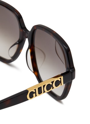 Detail View - Click To Enlarge - GUCCI - Logo Appliqué Square Acetate Frame Gradient Lens Sunglasses