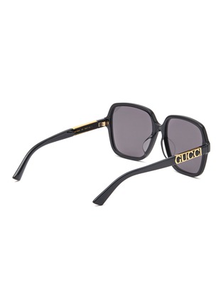 Figure View - Click To Enlarge - GUCCI - Logo Appliqué Square Acetate Frame Gret Lens Sunglasses