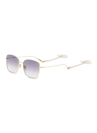 Main View - Click To Enlarge - GUCCI - Gucci Logo Charm Metal Frame Purple Lens Sunglasses