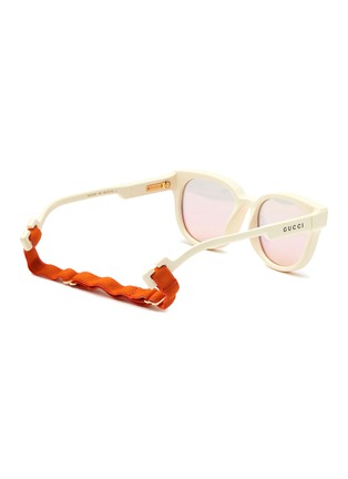 Figure View - Click To Enlarge - GUCCI - Detachable Strap Acetate Round Frame Pink Lens Sunglasses