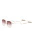 Main View - Click To Enlarge - GUCCI - Fan Charm Metal Frame Red Gradient Lens Sunglasses