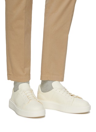 Figure View - Click To Enlarge - HENDERSON - ‘Chronos’ Pebble Leather Low Top Lace Up Tennis Sneakers