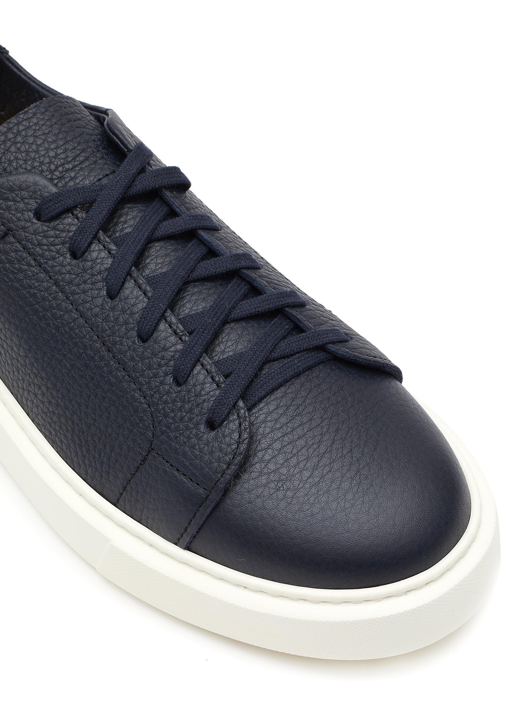 ‘CHRONOS’ PEBBLE LEATHER LOW TOP LACE UP TENNIS SNEAKERS