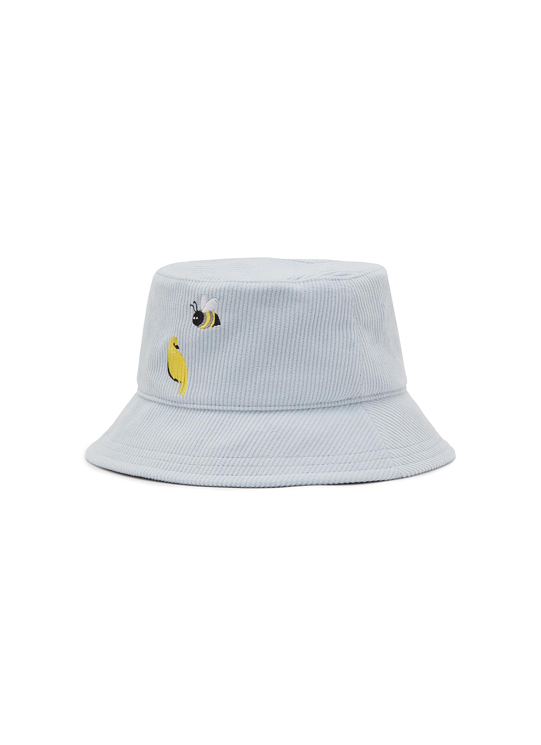 THOM BROWNE BEE AND BIRD EMBROIDERY RIBBED BUCKET HAT