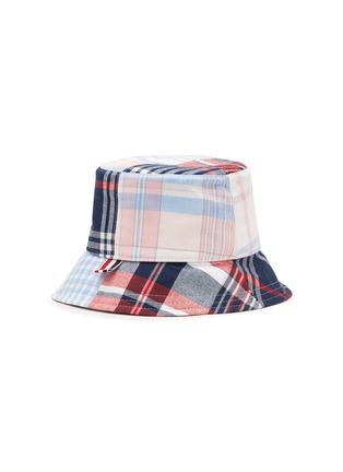 Figure View - Click To Enlarge - THOM BROWNE - Mixed Check Pattern Cotton Bucket Hat