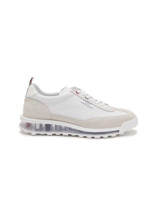 Main View - Click To Enlarge - THOM BROWNE - Clear Sole Perforated Leather Sneakers