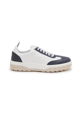 Main View - Click To Enlarge - THOM BROWNE  - Cable Knit Sole Calfskin Leather Sneakers