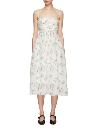 Main View - Click To Enlarge - MING MA - Floral Print Flared Camisole Dress
