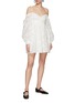 Figure View - Click To Enlarge - MING MA - Jacquard Puff Sleeve Off Shoulder Dress