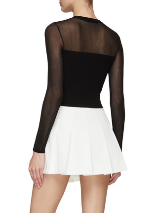 Back View - Click To Enlarge - MING MA - Chest Ribbon Half See Through Ribbed Knit Top