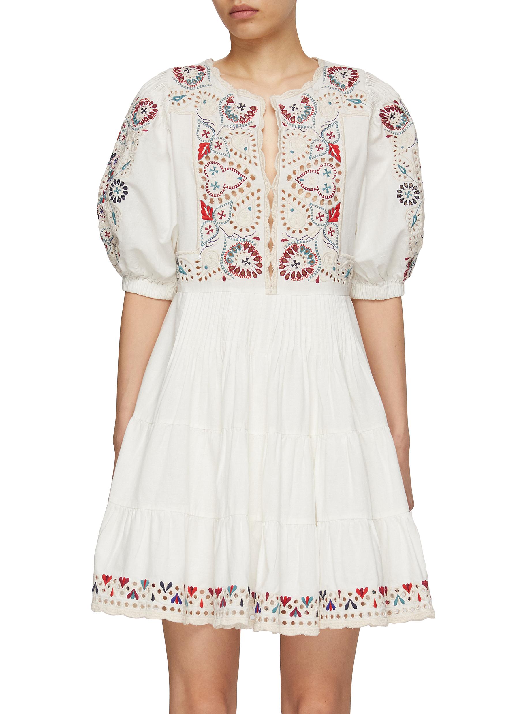 SEA 'Alicia' Embroidery Puff Sleeve Dress