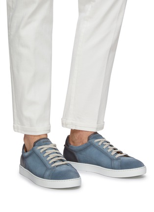 Figure View - Click To Enlarge - MAGNANNI - ‘Cowes’ Contrast Panel Suede Tennis Sneakers