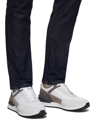 Figure View - Click To Enlarge - MAGNANNI - ‘Grafton’ Suede Panel Leather Sneakers