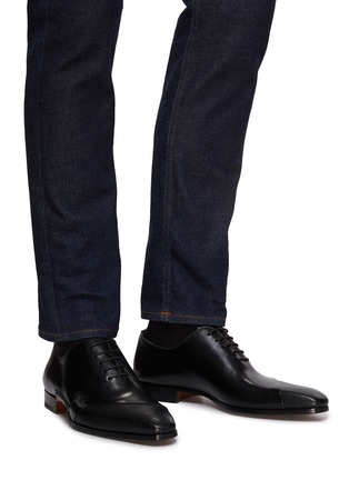 Figure View - Click To Enlarge - MAGNANNI - ‘Suela’ Asymmetric Toe Cap Leather Oxford Shoes
